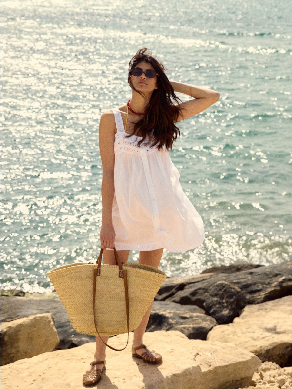 If Only If Sadie Nightgown Dress White 100% Cotton Poplin